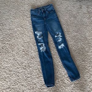 Womens blue ripped jeans